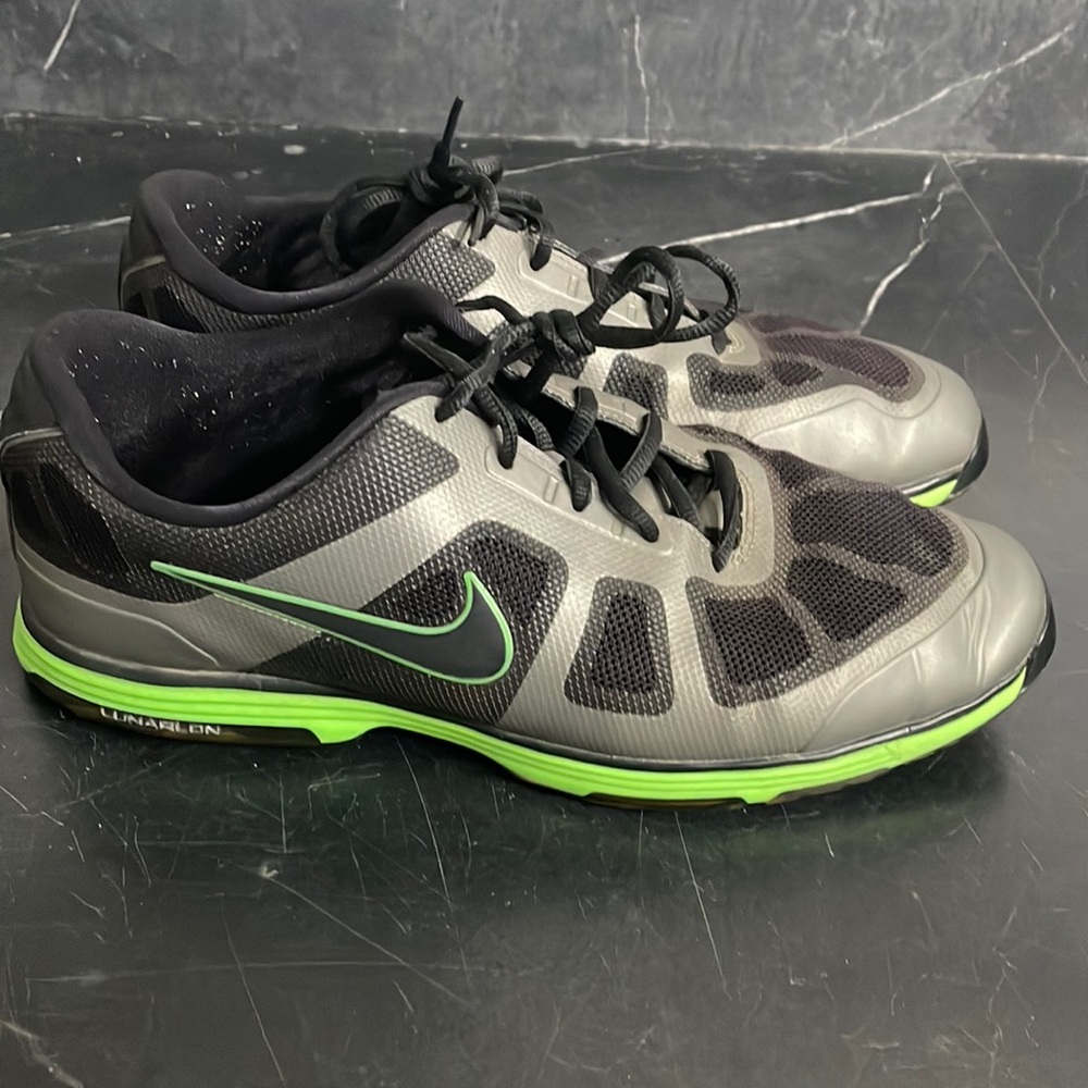 Men's Nike hyperfuse lunar ascend golf shoes SZ 10.5 wide black grey and green